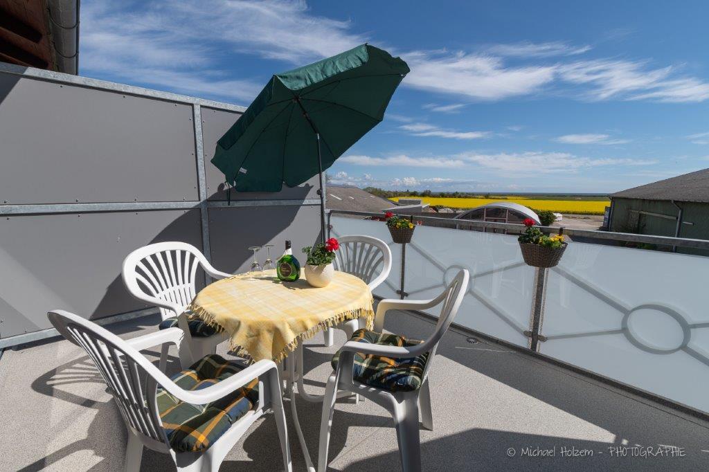 Balkon mit Feldblick und Rapsfeld – Ferienwohnung 5 Personen Kappeln